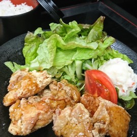 唐揚げ定食 山椒レモン風味