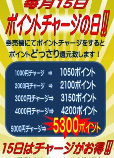 毎月15日は「チャージの日」