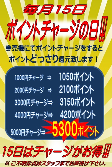 毎月15日チャージの日